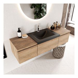 Mondiaz Bukla 140cm badmeubel met module 40 kleur washed oak 3 lades met wastafel midden 1 kraangat kleur urban
