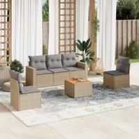 6-delige Loungeset met kussens poly rattan beige 6-delige Loungeset met kussens poly rattan beige