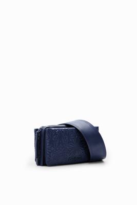 Kleine schoudertas met geometrische motieven in reliëf - BLUE - U