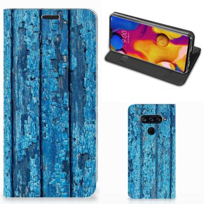 LG V40 Thinq Book | Wallet Case | Wood Blue