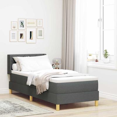 Boxspringbed met Matras - Donkergrijs, 80x200 cm, Stof
