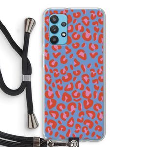 Leopard blue: Samsung Galaxy A32 4G Transparant Hoesje met koord