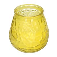 Windlicht geurkaars -  geel glas - 48 branduren - citrusgeur   -