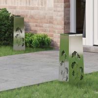VidaXL Solar led pad licht 2 pcs zilver gegalvaniseerd staal