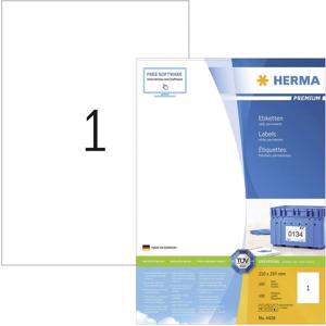 Herma 4428 Universele etiketten 210 x 297 mm Papier Wit 100 stuk(s) Permanent hechtend Inkjet, Laser (zwart/wit), Laser (kleur), Kopiëren (zwart/wit), Kopiëren