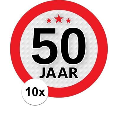 50 jaar leeftijd sticker - 10x - rond - Dia 9 cm - 50 jaar verjaardag - jubileum - leeftijd versieri