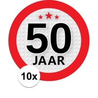 50 jaar leeftijd sticker - 10x - rond - Dia 9 cm - 50 jaar verjaardag - jubileum - leeftijd versieri
