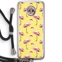 Flamingo's geel: Motorola Moto G6 Transparant Hoesje met koord