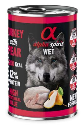 ALPHA SPIRIT WET Kalkoen met peer - natvoer voor honden - 400g