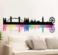 Decoratie sticker regenboog skyline Londen