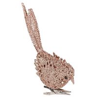 1x Kerstboomversiering glitter roze vogeltjes op clip 12 cm - thumbnail