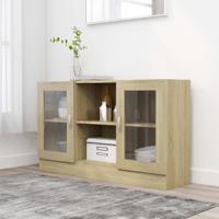 Vitrinekast 120x30,5x70 cm bewerkt hout sonoma eikenkleurig