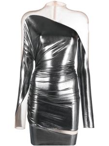 Mugler robe courte métallisée à empiècements en transparent - Argent