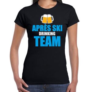 Apres ski t-shirt Apres ski drinking team bier zwart dames - Wintersport shirt - Foute apres ski ou