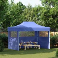 VidaXL Partytent met 3 zijwanden inklapbaar 3x4 m staal blauw