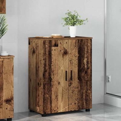 Badkamerkast met plank Oud hout 60 x 35 x 80 cm Bewerkt hout