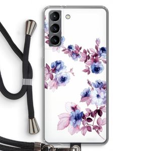Waterverf bloemen: Samsung Galaxy S21 Transparant Hoesje met koord