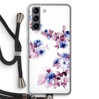 Waterverf bloemen: Samsung Galaxy S21 Transparant Hoesje met koord