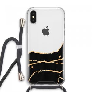 Gouden marmer: iPhone XS Max Transparant Hoesje met koord