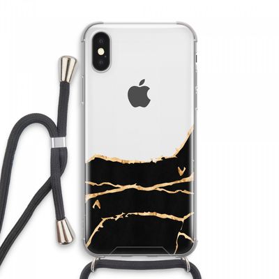 Gouden marmer: iPhone XS Max Transparant Hoesje met koord