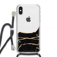 Gouden marmer: iPhone XS Max Transparant Hoesje met koord