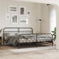 Bedframe met hoofd- en voeteneinde metaal zwart 200x200 cm