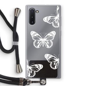 White butterfly: Samsung Galaxy Note 10 Transparant Hoesje met koord