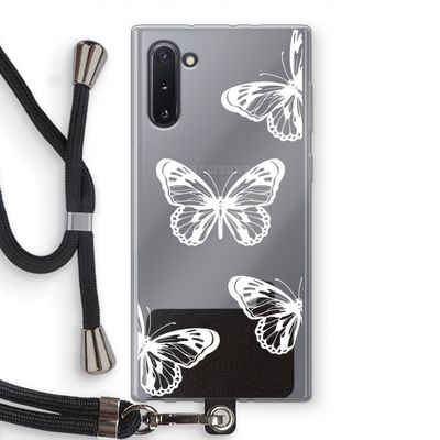 White butterfly: Samsung Galaxy Note 10 Transparant Hoesje met koord