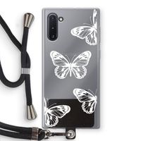 White butterfly: Samsung Galaxy Note 10 Transparant Hoesje met koord