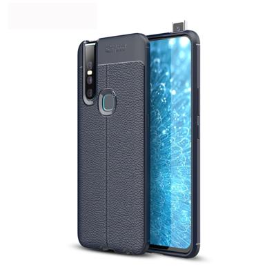 Litchi textuur TPU schokbestendig geval voor vivo V15 (marineblauw)