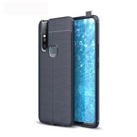 Litchi textuur TPU schokbestendig geval voor vivo V15 (marineblauw)