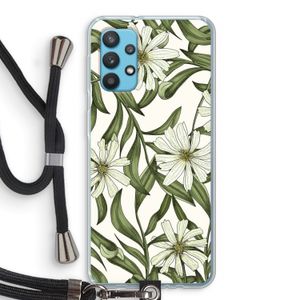 Wit bloemenpatroon: Samsung Galaxy A32 4G Transparant Hoesje met koord