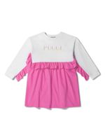 PUCCI Junior robe volantée à logo imprimé - Blanc