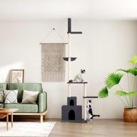 VidaXL Kattenmeubel vloer tot plafond 250,5-276,5 cm donkergrijs VidaXL Kattenmeubel vloer tot plafond 250,5-276,5 cm donkergrijs