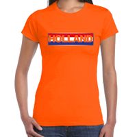 Oranje / Holland supporter t-shirt / shirt Holland banner oranje voor dames