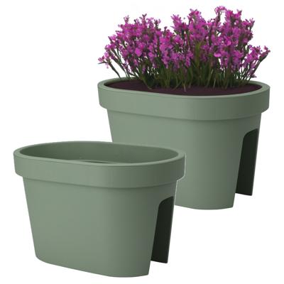 Balkon plantenpot/bloempot - 2x - groen - 40 x 25 cm - ovaal - kunststof