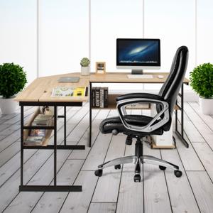 L-Vormig Bureau Hoekbureau van Hout met Kantelbaar Tafelblad 2 Planken en CPU-Standaard Computertafel voor Thuis en Kantoor