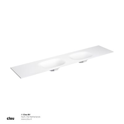Wastafelblad Clou Hammock Dubbele Waskom 220cm Mat Wit Wastafelblad Clou Hammock Dubbele Waskom 220cm Mat Wit
