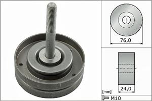 Geleide rol/omdraairol, Poly V-riem INA, Diameter (mm)76mm, u.a. für Seat, Skoda, VW