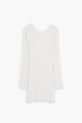 Geribde tricot jurk - WHITE - XL
