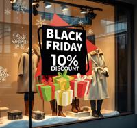 Korting cadeaus Black Friday sticker etalage