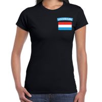 Luxembourg t-shirt met vlag Luxemburg zwart op borst voor dames