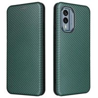 Nokia X30 Flip Case met Kaartsleuf - Koolstofvezel - Groen