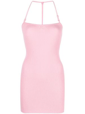 Courrèges robe courte froncée à dos nu - Rose