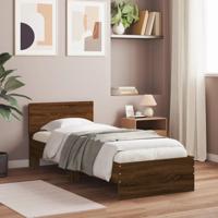 Bedframe met hoofdbord zonder matras bruin eikenkleur 90x190 cm - thumbnail
