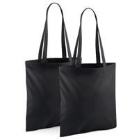 Draagtasje met hengsels - 2x - zwart - 42 x 38 cm - katoen - 10 liter - boodschappen - gymtas