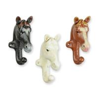 A SET OF 3 HORSE-HEAD SHAPED COAT HOOKS