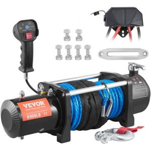 VEVOR Elektrische Lier 12V Winch 8000lbs/3629kg Off-Road Motor Lier Kabel Elektrische Lier 12-Strand Nylon Touw met 2-in-1 Controller Zwart Geschikt