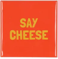Daan Kromhout Design tegeltje keramiek say cheese 10x10cm orange