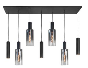 Highlight HanglampPerugia zwart - 4x E27 - 3x GU10 - H5701.18